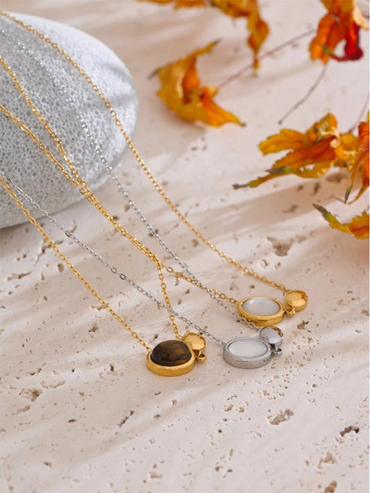 Natural tiger stone shell pendant necklace - product image