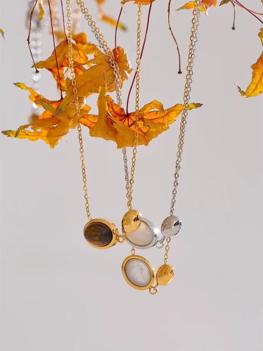 Natural tiger stone shell pendant necklace - product image
