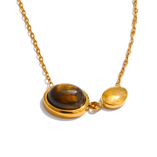 Natural tiger stone shell pendant necklace - product image