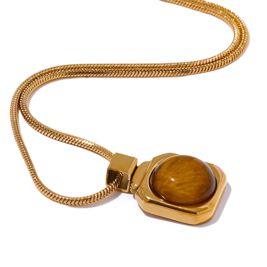 Natural tiger stone square pendant necklace - product image