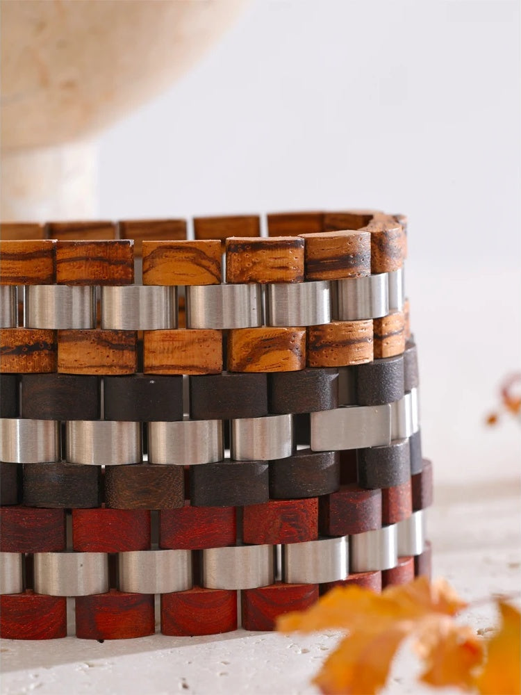 Natural wood chain wide charm bracelet - product image