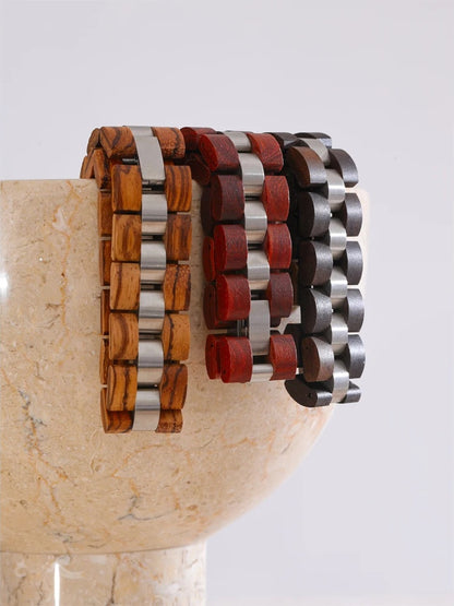 Natural wood chain wide charm bracelet - product image