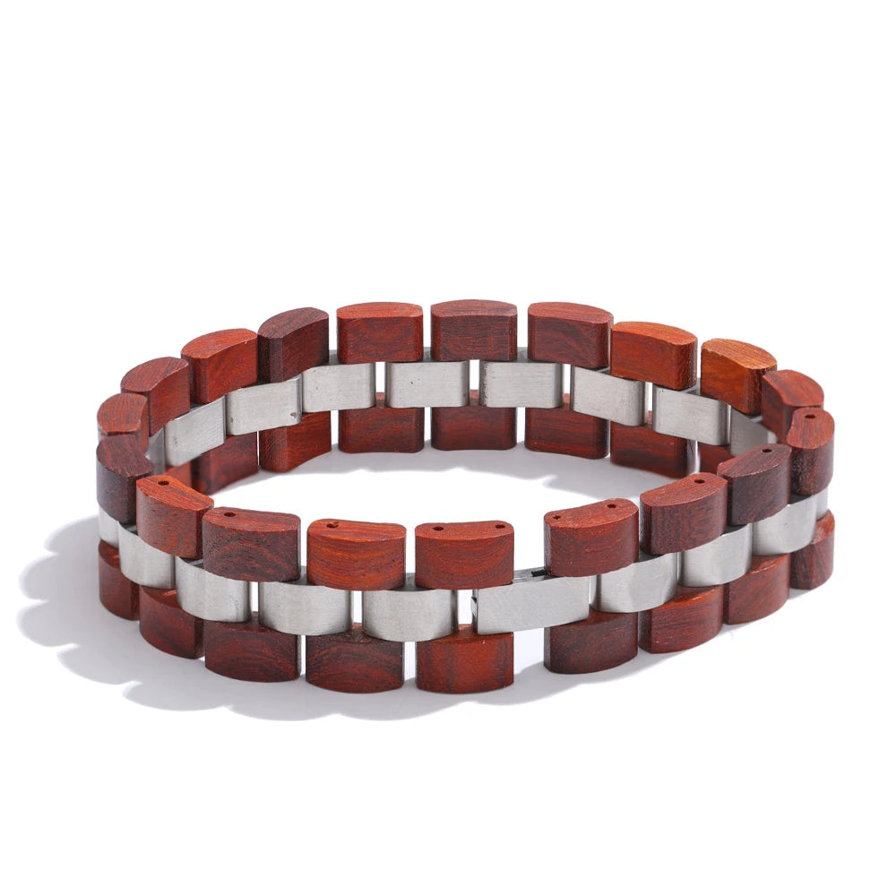 Natural wood chain wide charm bracelet - product image