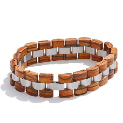 Natural wood chain wide charm bracelet - product image
