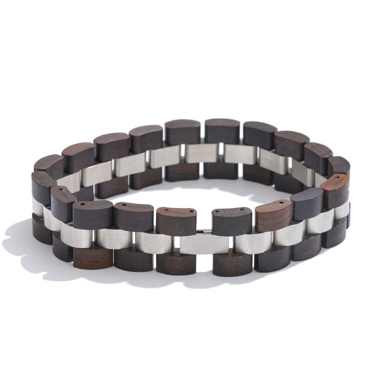 Natural wood chain wide charm bracelet - product image