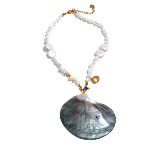 Ocean big shell pendant necklace natural pearl - product image