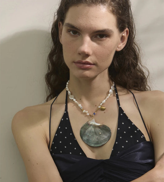 Ocean big shell pendant necklace natural pearl - product image