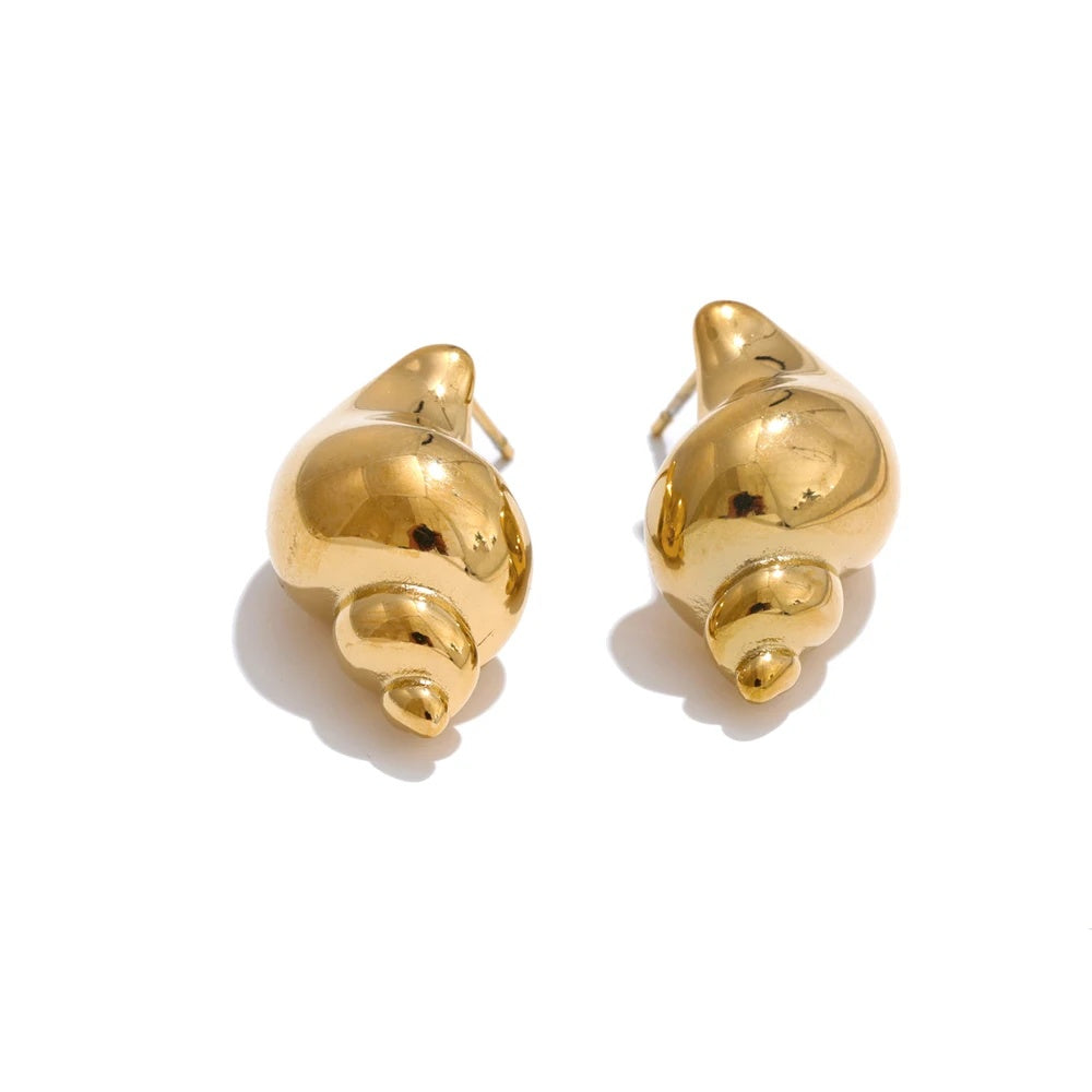 Ocean element metal texture conch stud earrings - product image