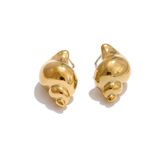 Ocean element metal texture conch stud earrings - product image