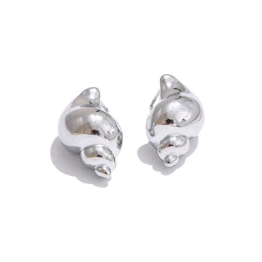 Ocean element metal texture conch stud earrings - product image
