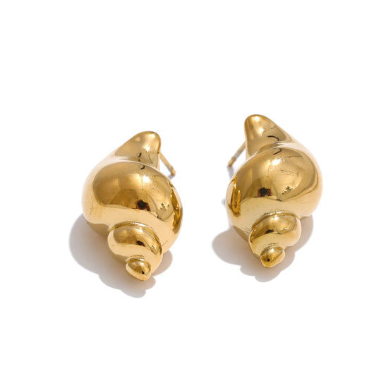 Ocean element metal texture conch stud earrings - product image