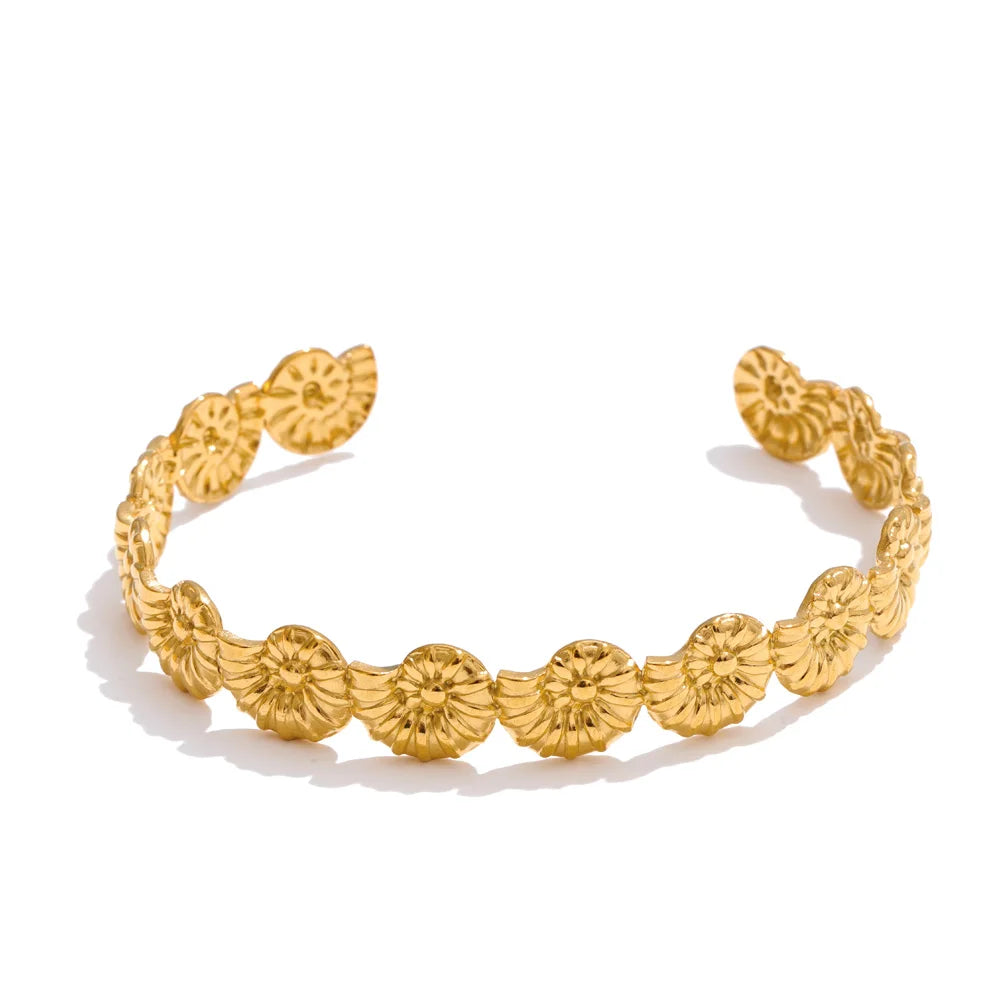 Ocean fish shell starfish cuff open bangle bracelet - product image