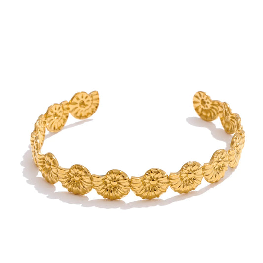 Ocean fish shell starfish cuff open bangle bracelet - product image
