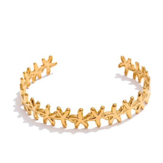 Ocean fish shell starfish cuff open bangle bracelet - product image