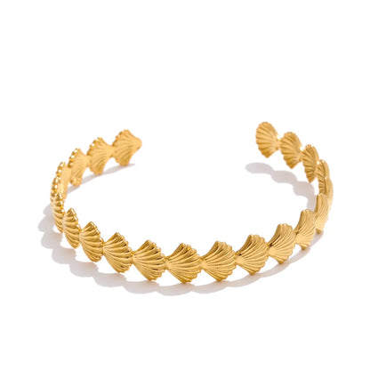 Ocean fish shell starfish cuff open bangle bracelet - product image