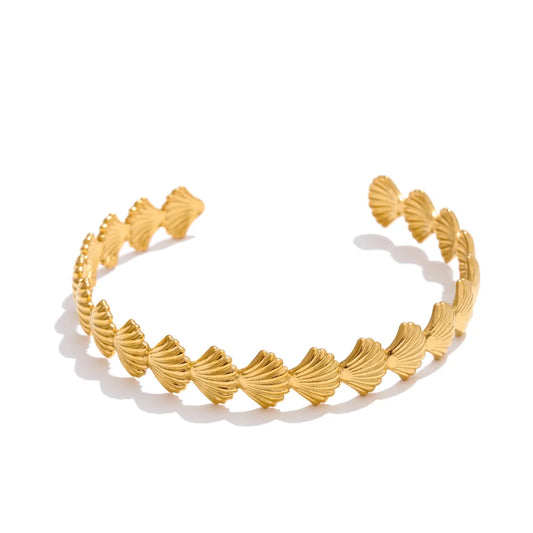 Ocean fish shell starfish cuff open bangle bracelet - product image
