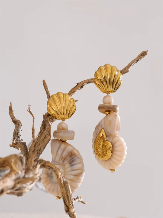 Ocean resin shell conch drop dangle earrings women - product image
