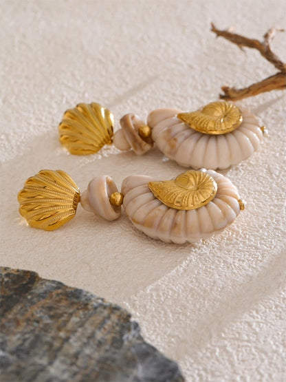 Ocean resin shell conch drop dangle earrings women - product image