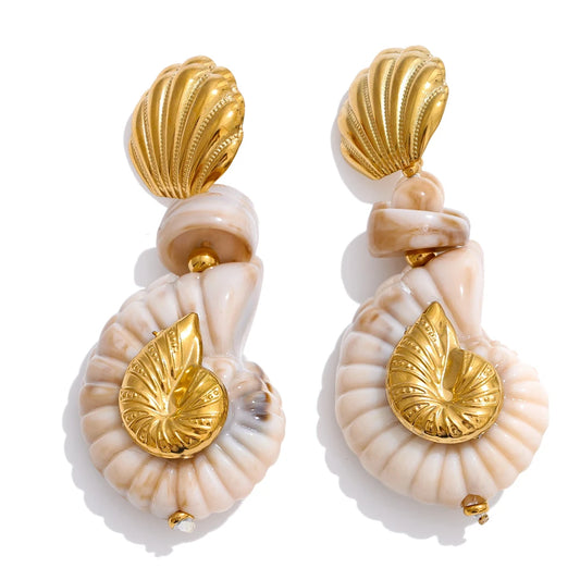 Ocean resin shell conch drop dangle earrings women - product image