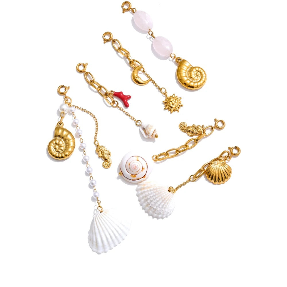 Ocean shell chest chain drop charm pendant - product image
