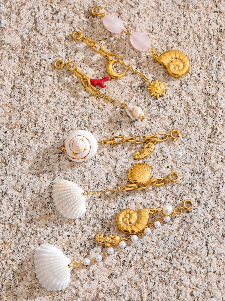 Ocean shell chest chain drop charm pendant - product image