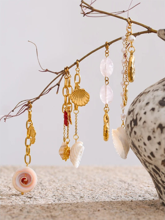 Ocean shell chest chain drop charm pendant - product image