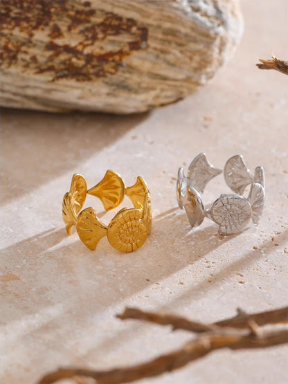 Ocean shell conch open adjustable ring - product image