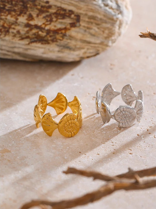 Ocean shell conch open adjustable ring - product image