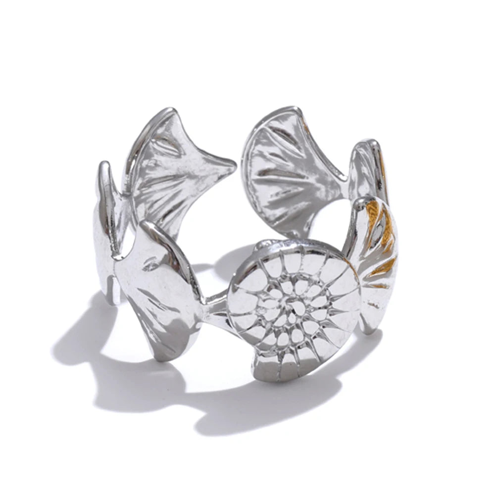 Ocean shell conch open adjustable ring - product image