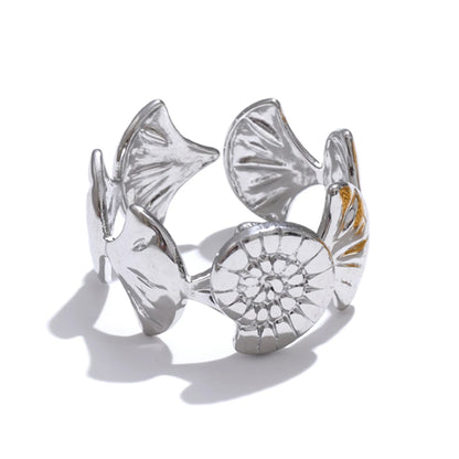 Ocean shell conch open adjustable ring - product image