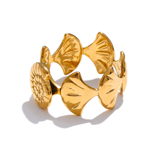Ocean shell conch open adjustable ring - product image