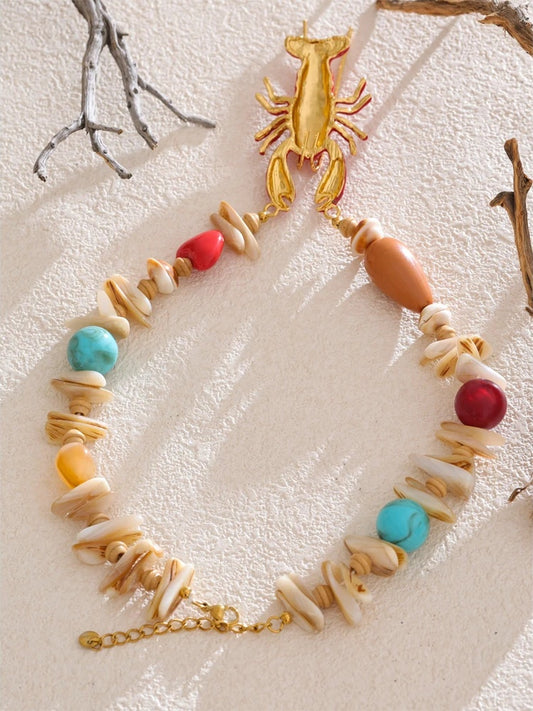 Ocean shell lobster crayfish pendant necklace - product image