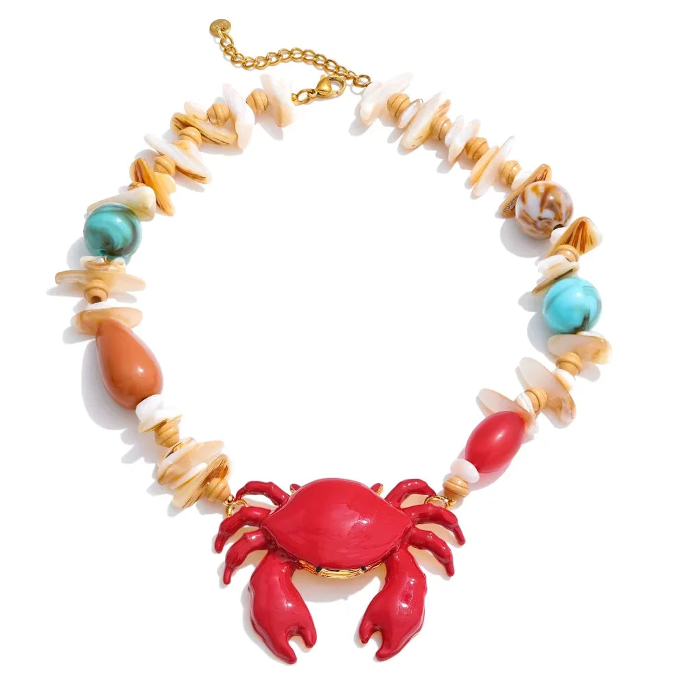 Ocean shell lobster crayfish pendant necklace - product image