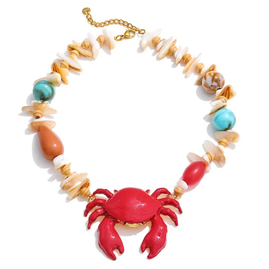 Ocean shell lobster crayfish pendant necklace - product image