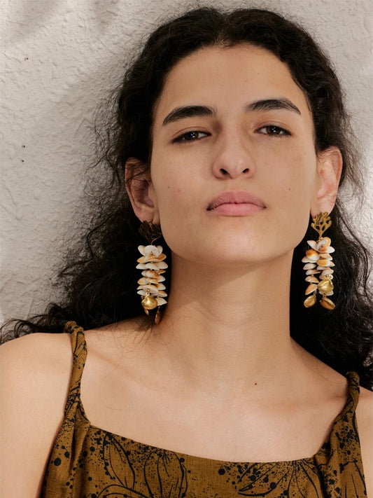 Ocean shell long dangle summer earrings - product image