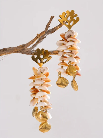 Ocean shell long dangle summer earrings - product image