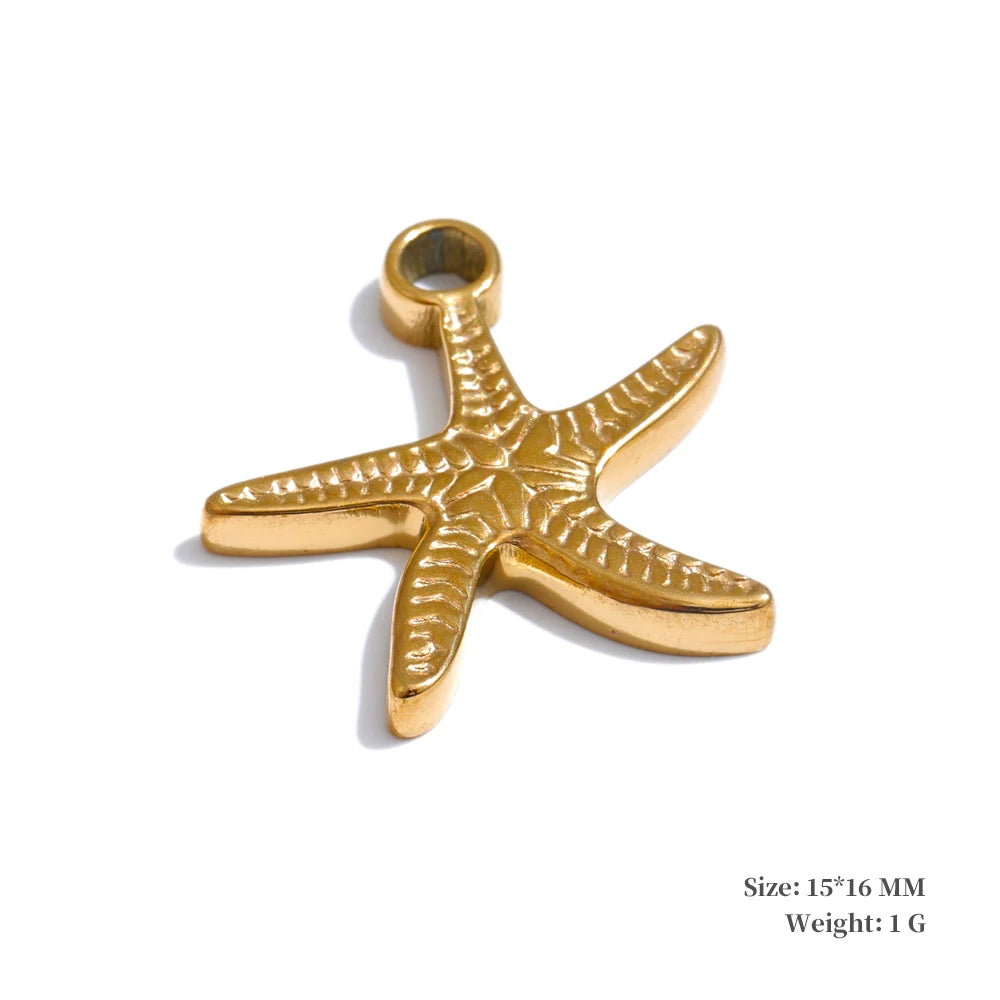 Ocean shell starfish seahorse charm necklace - product image