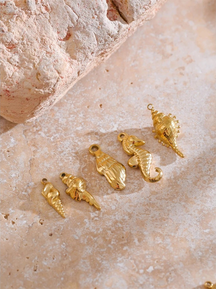 Ocean shell starfish seahorse charm necklace - product image