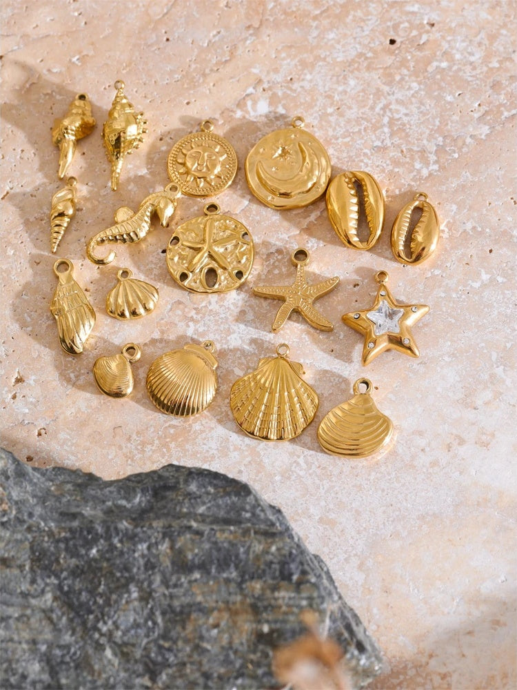 Ocean shell starfish seahorse charm necklace - product image