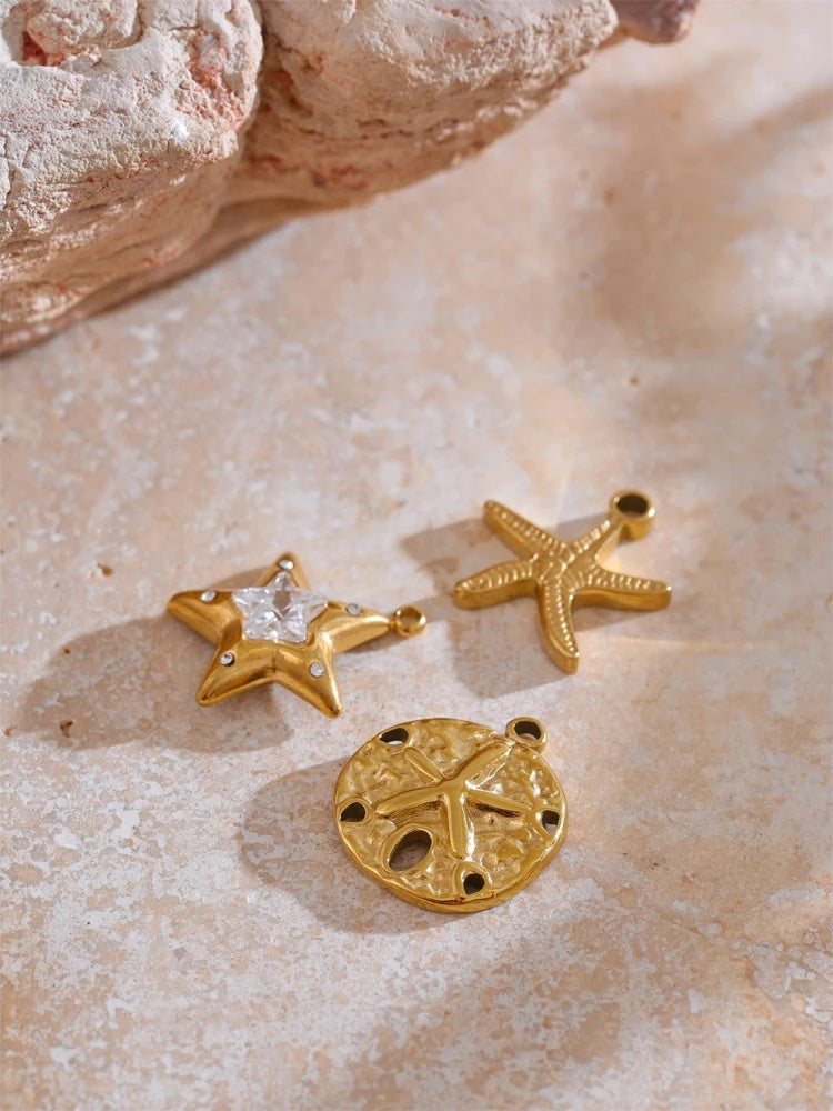Ocean shell starfish seahorse charm necklace - product image