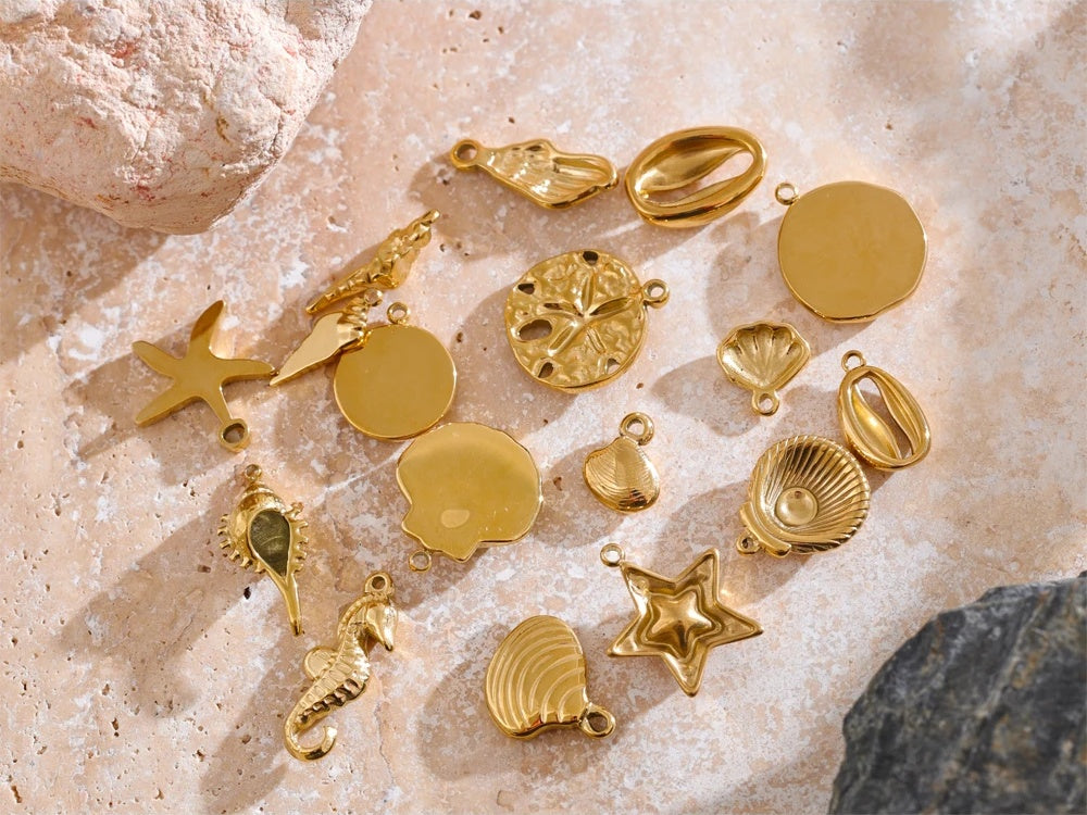 Ocean shell starfish seahorse charm necklace - product image
