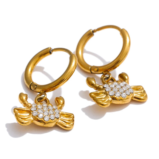 Ocean starfish crab octopus hoop earrings - product image