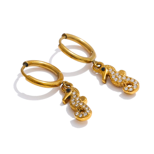 Ocean starfish crab octopus hoop earrings - product image