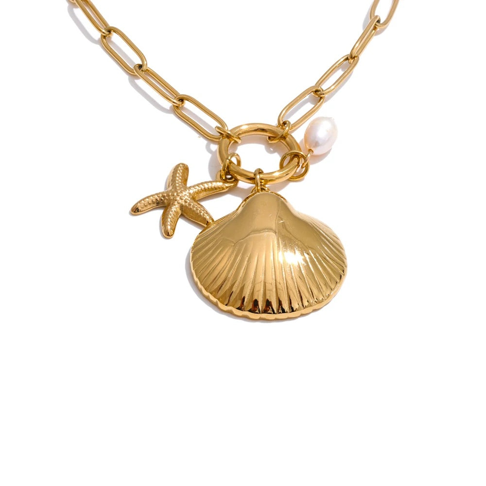 Ocean starfish pearl pendant necklace - product image