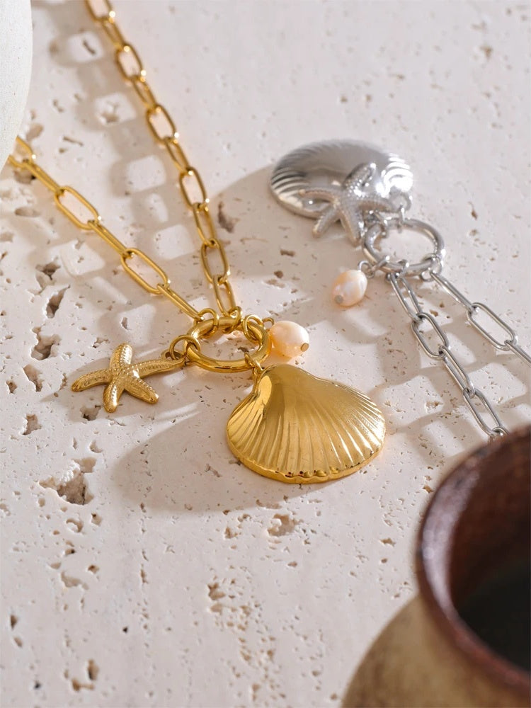 Ocean starfish pearl pendant necklace - product image