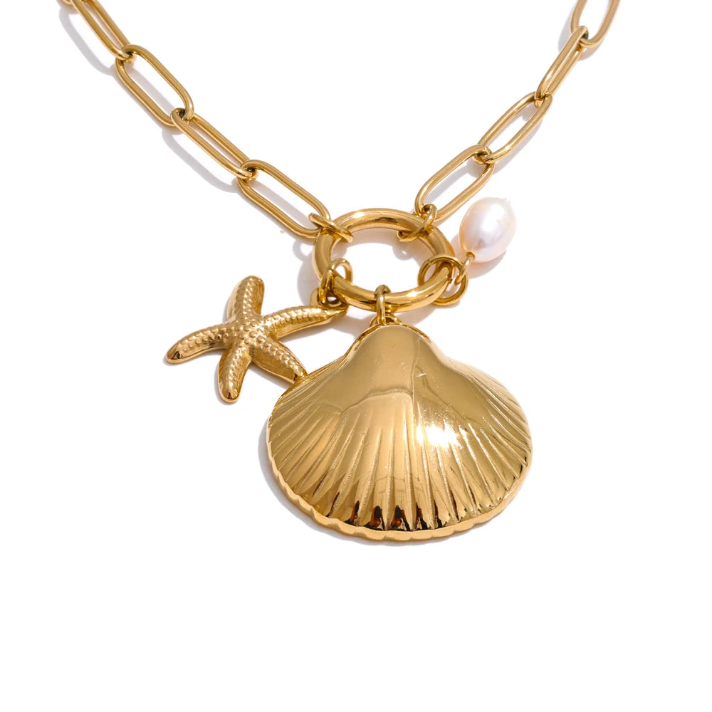 Ocean starfish pearl pendant necklace - product image