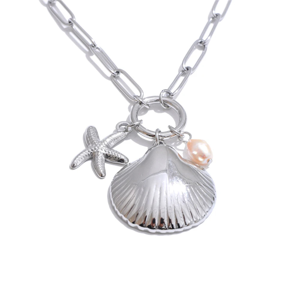 Ocean starfish pearl pendant necklace - product image