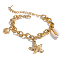 Ocean Starfish Shell Chain Charm Bracelet