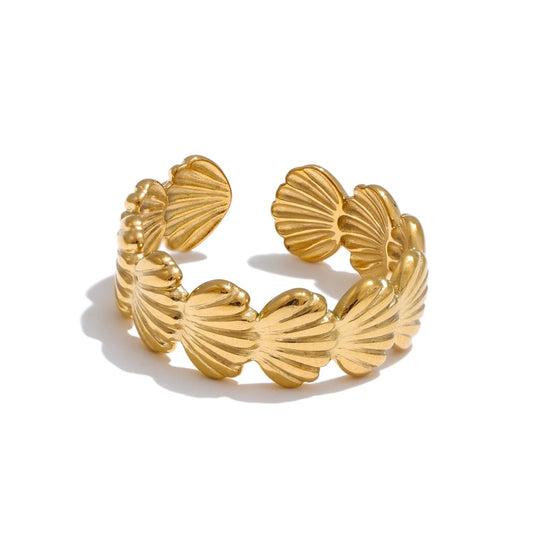 Ocean style adjustable metal shell open ring - product image