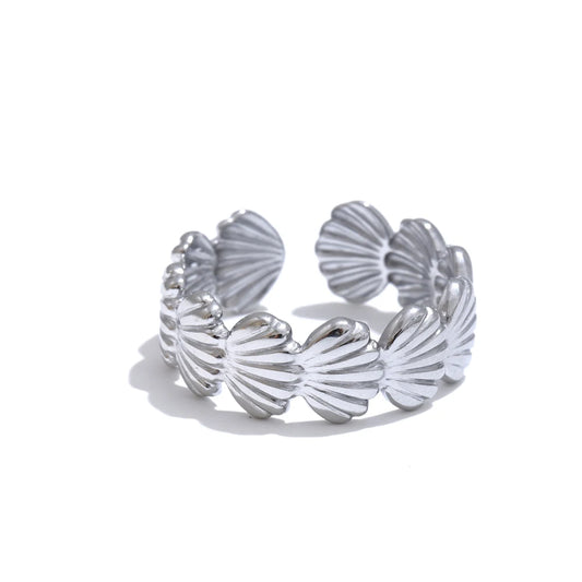 Ocean style adjustable metal shell open ring - product image